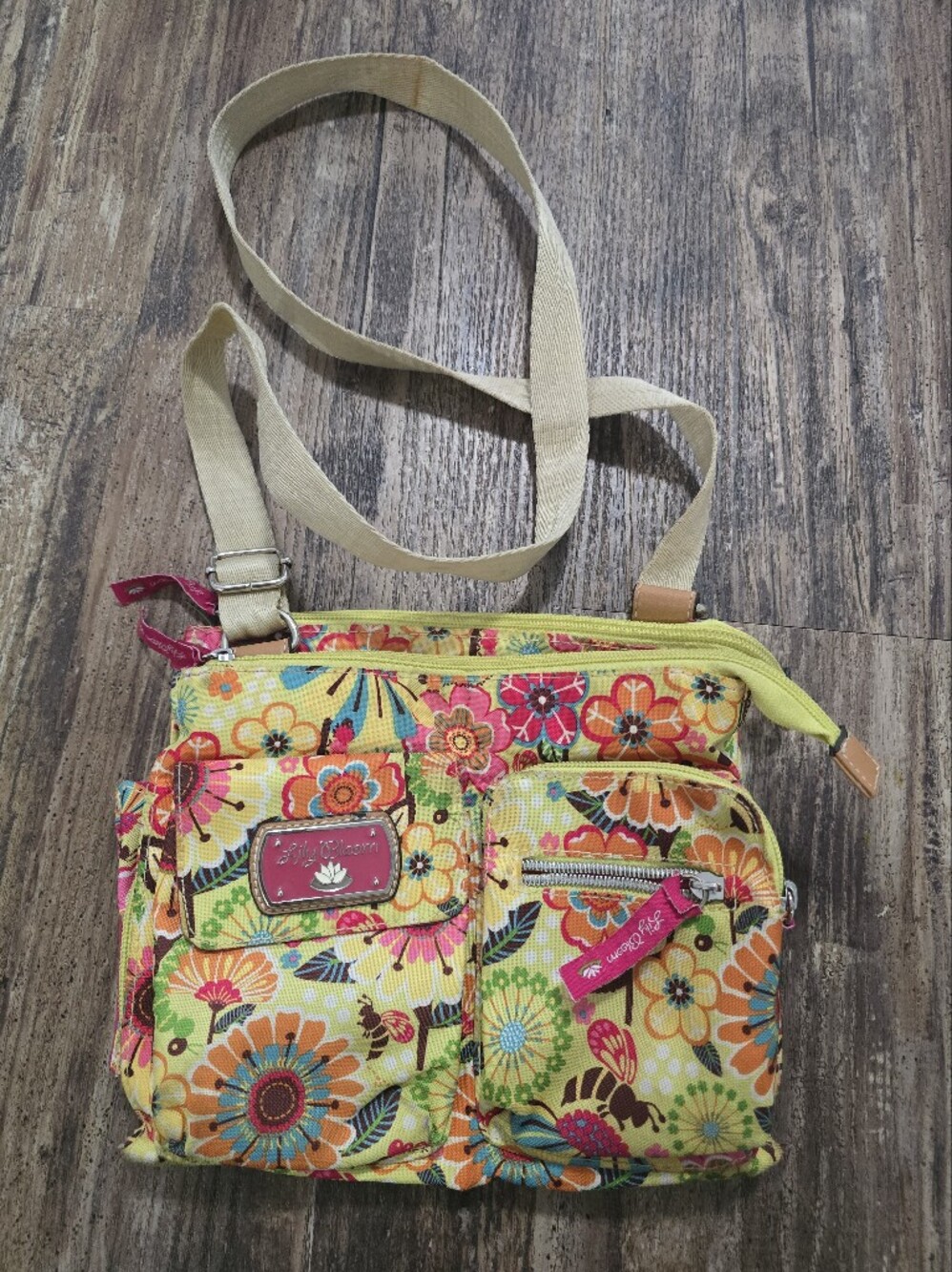 Lily Bloom Regina Mid Crossbody Bag Busy Bee Yellow Flower Garden Bohemian